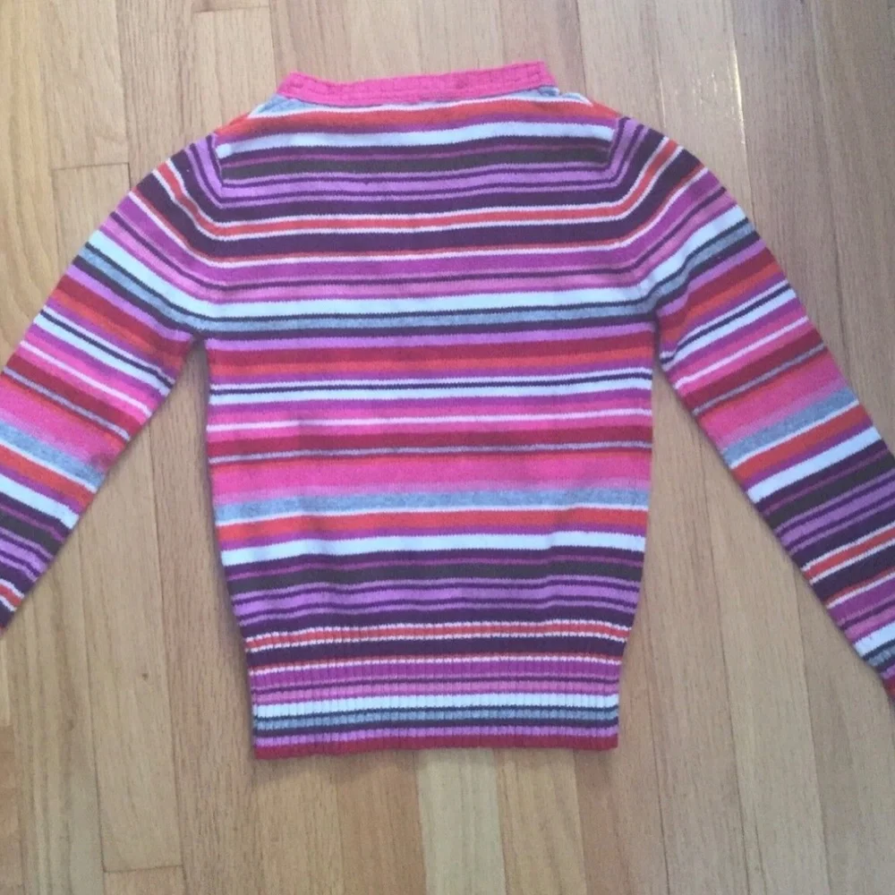 Girl Striped Pink Purple Sweater Size L White Orange Spring Fall